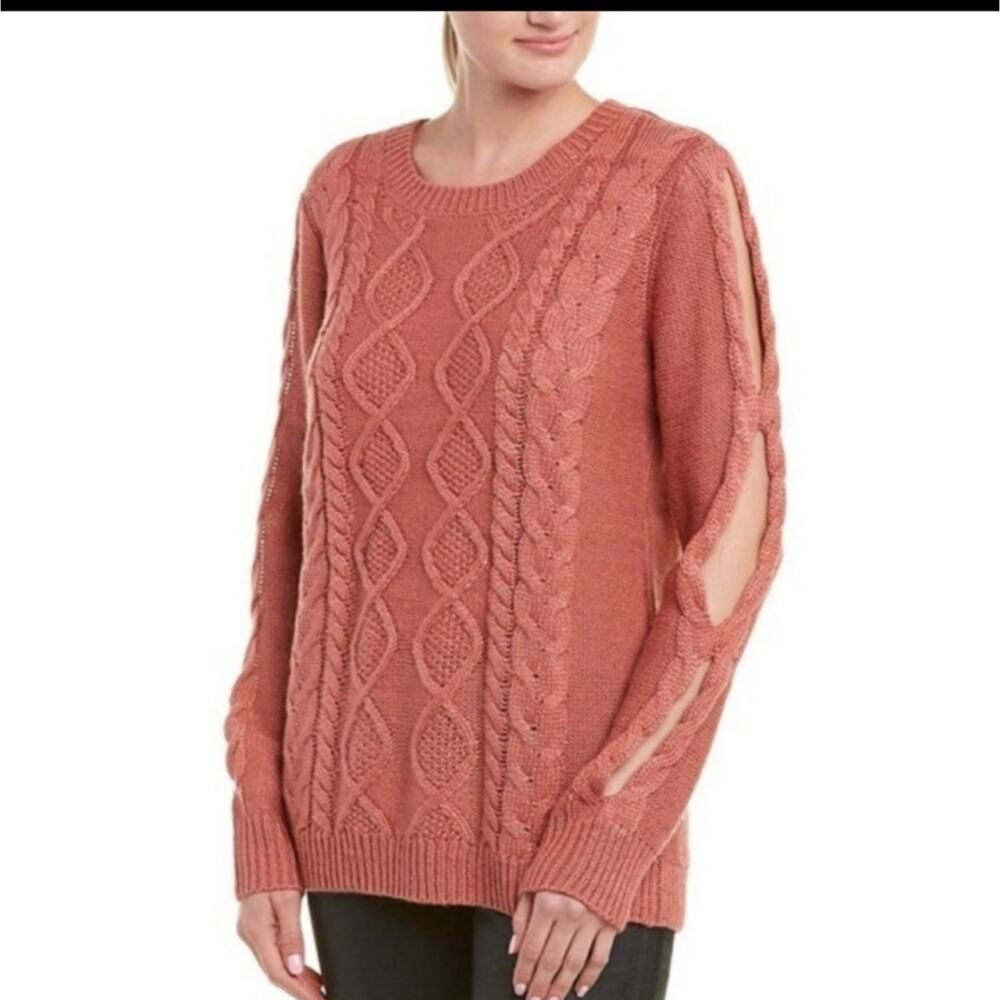 BB Dakota Cut Out Sleeve Cable Knit Sweater NWOT